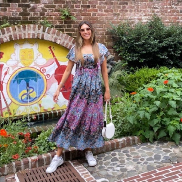 ANTHROPOLOGIE BLOGGER Fave Blue Purple
Floral Ruffle Eyelet Maxi Dress s - Picture 4 of 13